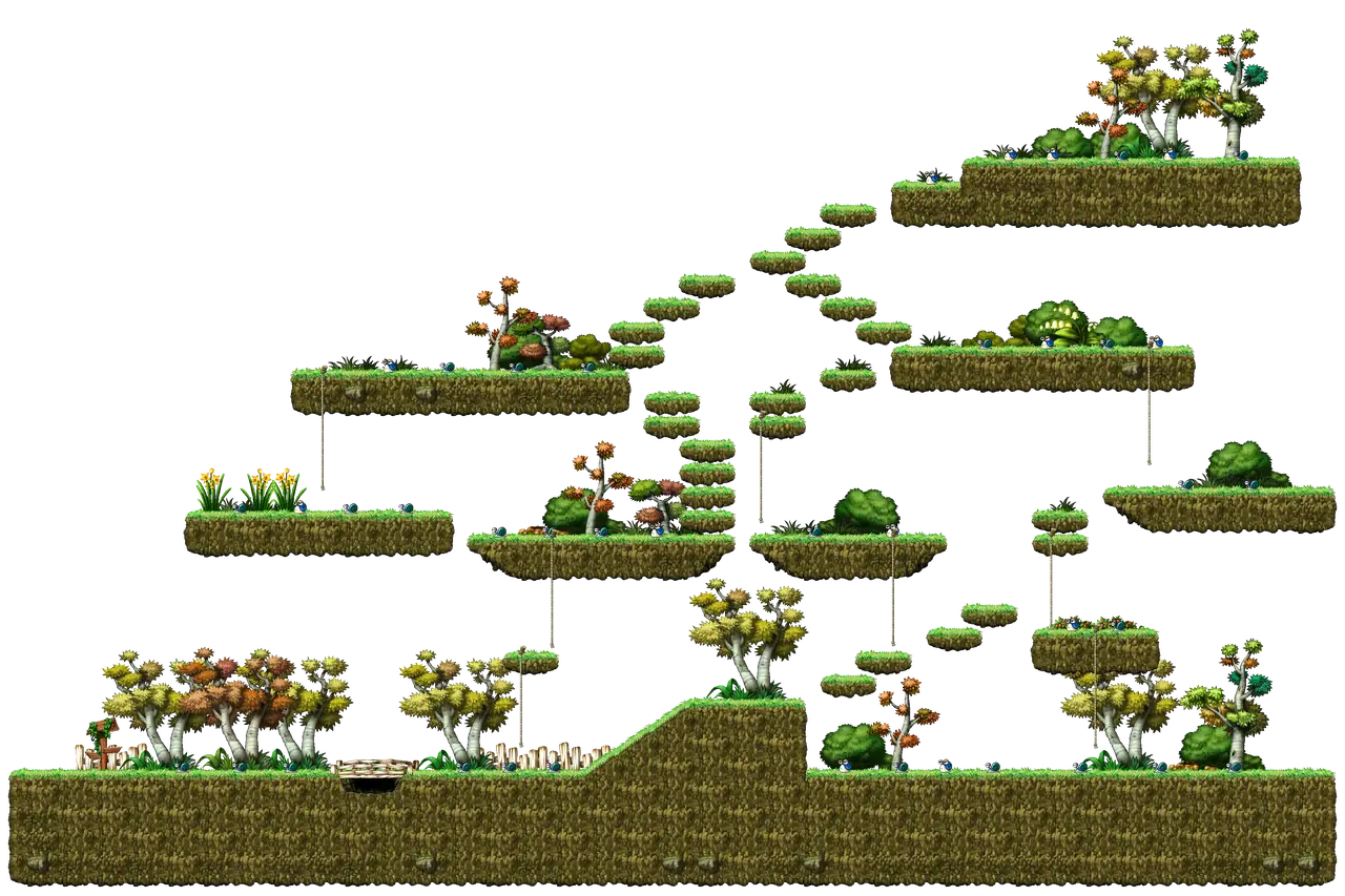 Snail Hunting Ground II in MapleStory Classic World: full map with platforms, ropes and monster spawns