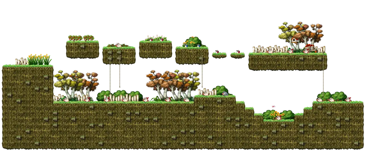 The Pig Beach in MapleStory Classic World: full map with platforms, ropes and monster spawns