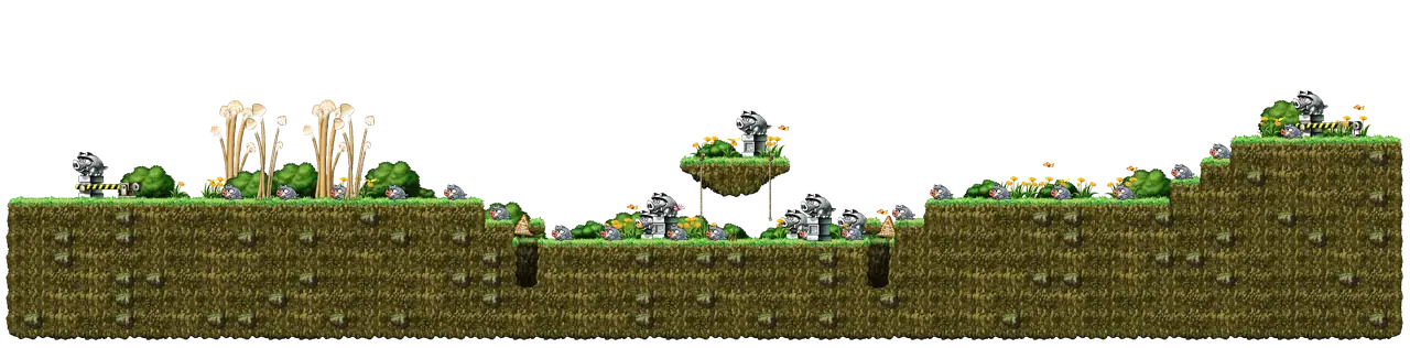 Pig Park in MapleStory Classic World: full map with platforms, ropes and monster spawns