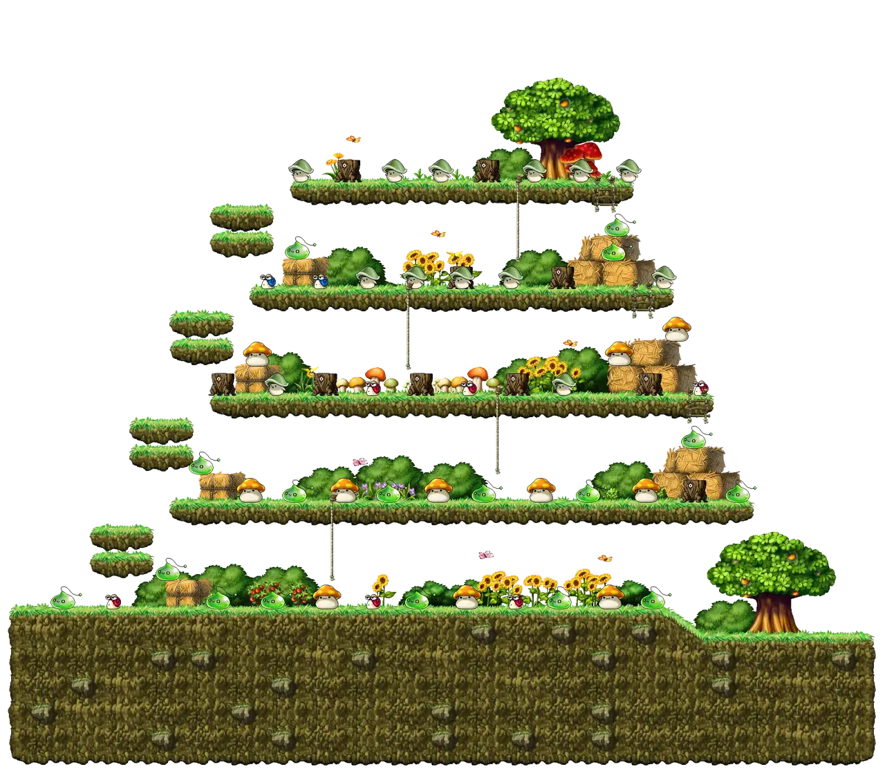Henesys Hunting Ground III in MapleStory Classic World: full map with platforms, ropes and monster spawns