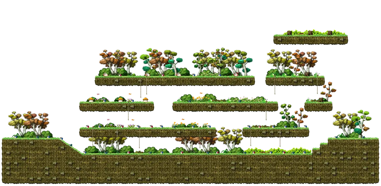 Forest West of Henesys in MapleStory Classic World: full map with platforms, ropes and monster spawns