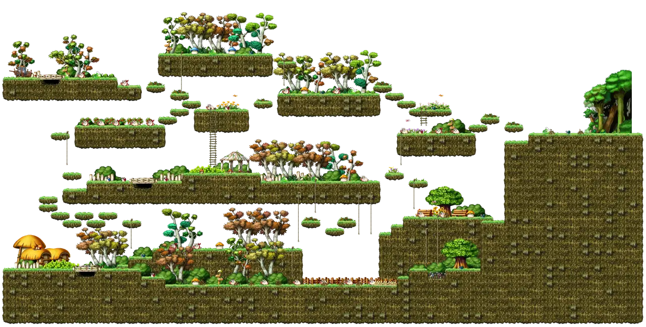 The Forest East of Henesys in MapleStory Classic World: full map with platforms, ropes and monster spawns