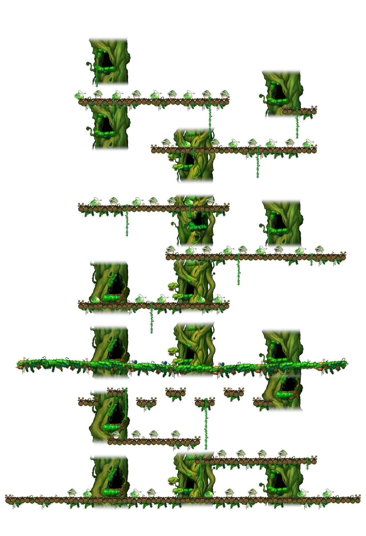 The Forest of Wisdom in MapleStory Classic World: full map with platforms, ropes and monster spawns