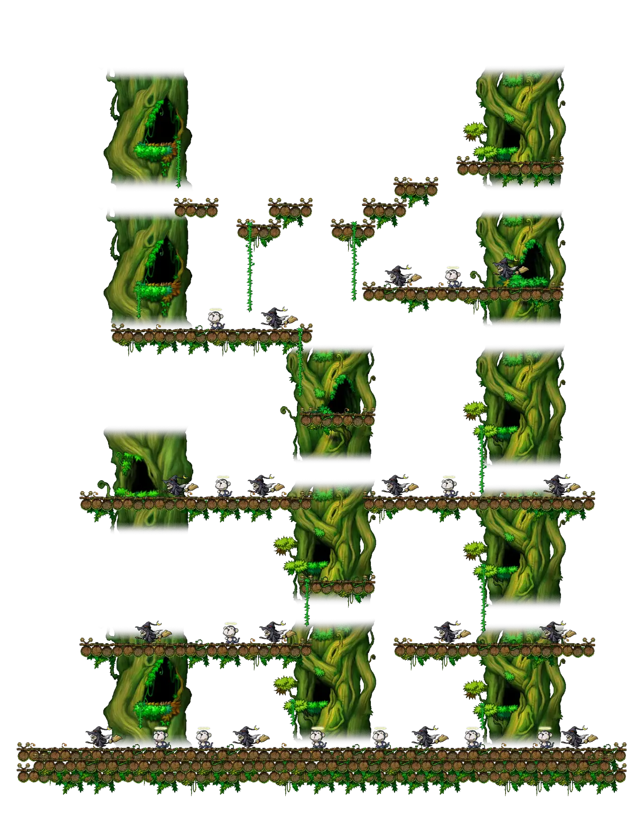 The Forest of Evil I in MapleStory Classic World: full map with platforms, ropes and monster spawns