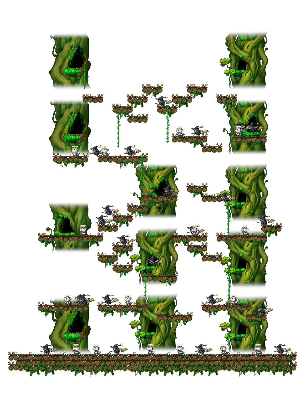 The Forest of Evil II in MapleStory Classic World: full map with platforms, ropes and monster spawns