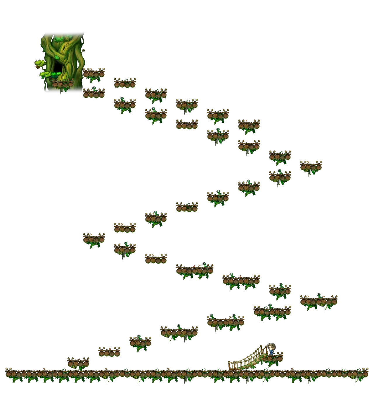 The Forest of Patience <Step 4> in MapleStory Classic World: full map with platforms, ropes and monster spawns