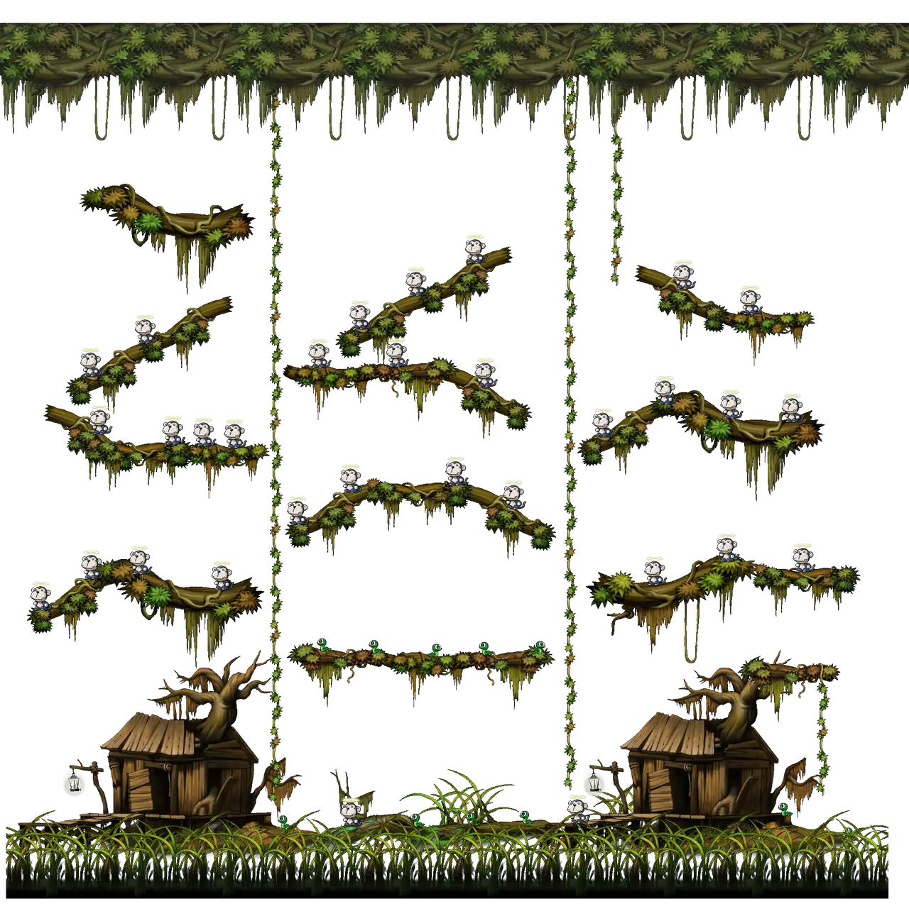 Monkey Swamp III in MapleStory Classic World: full map with platforms, ropes and monster spawns