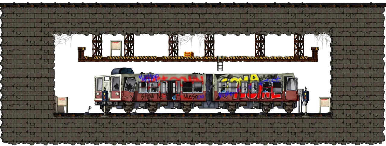 B1 <Subway Depot> in MapleStory Classic World: full map with platforms, ropes and monster spawns