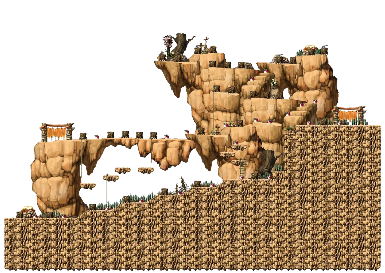 West Rocky Mountain I in MapleStory Classic World: full map with platforms, ropes and monster spawns