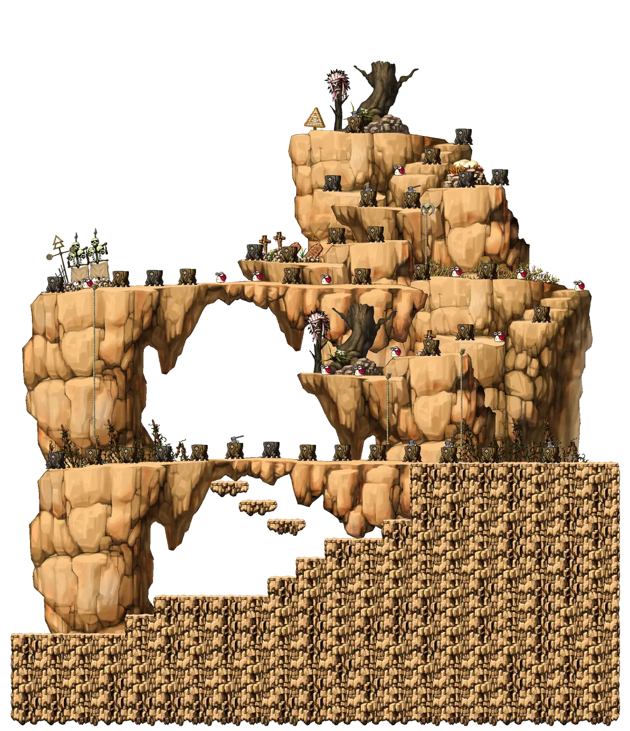 West Rocky Mountain II in MapleStory Classic World: full map with platforms, ropes and monster spawns