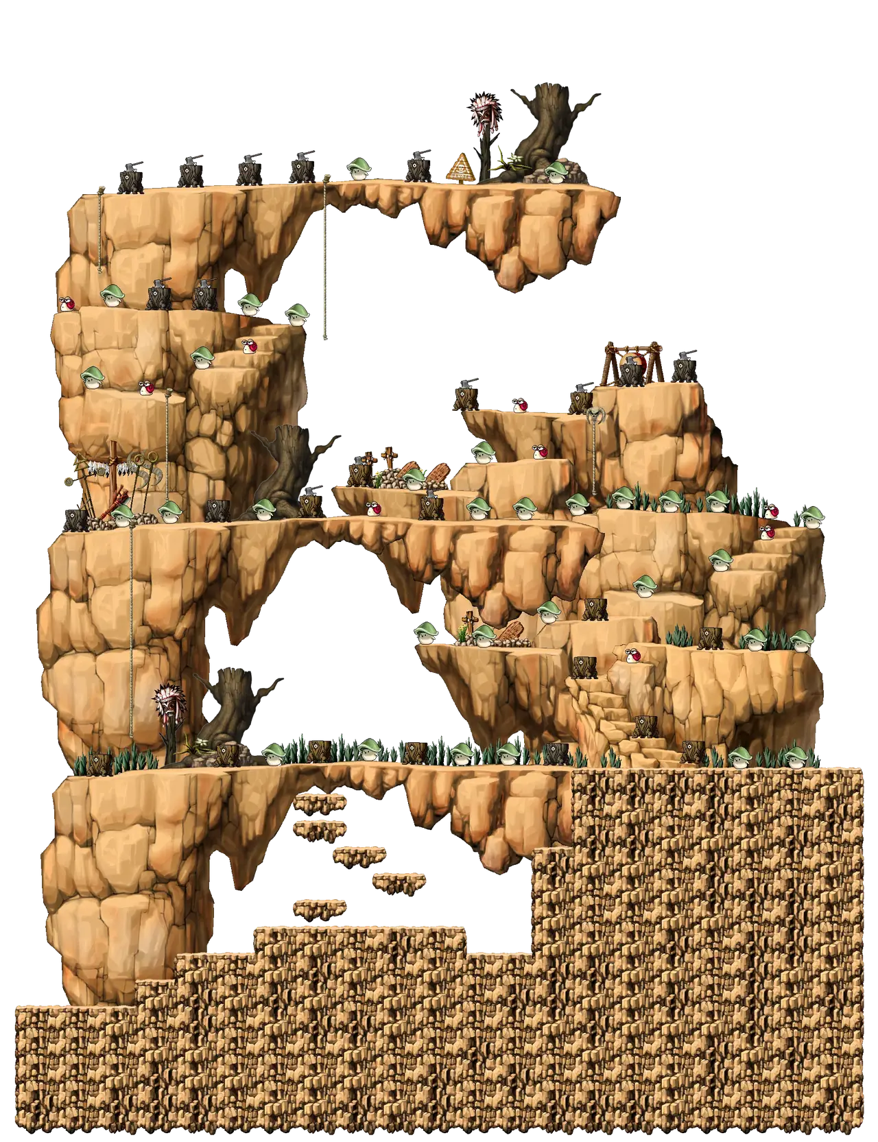 West Rocky Mountain III in MapleStory Classic World: full map with platforms, ropes and monster spawns
