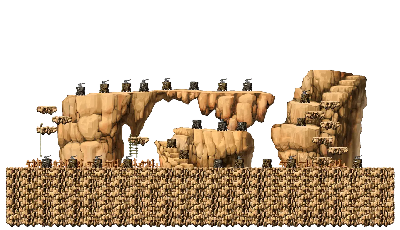 Over the Wall in MapleStory Classic World: full map with platforms, ropes and monster spawns