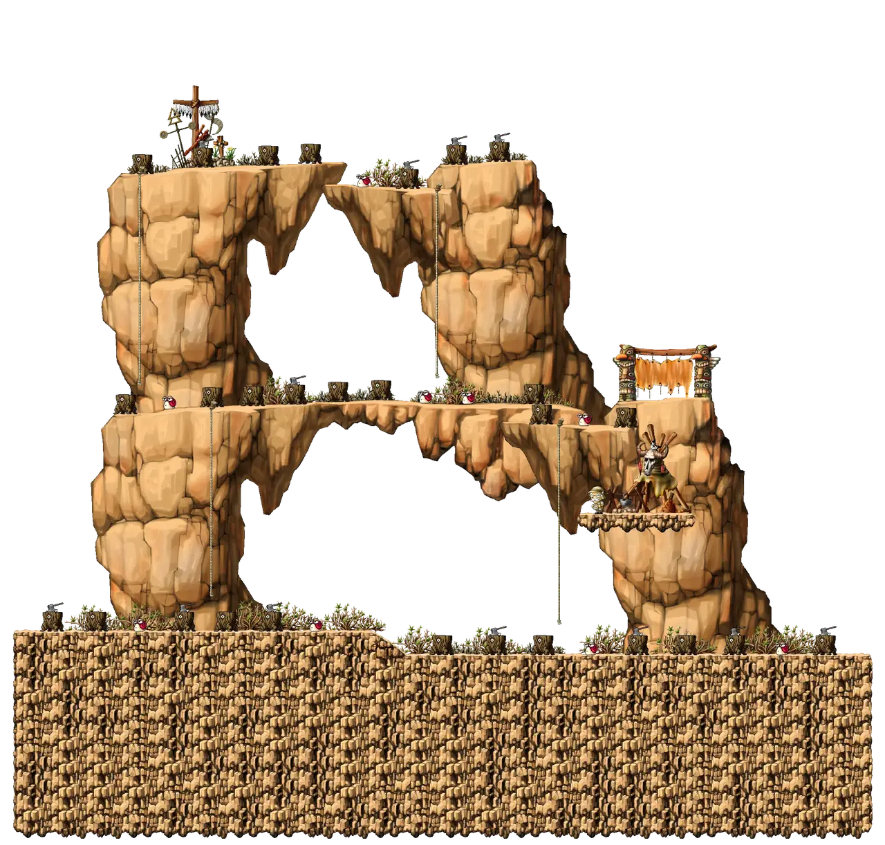 East Rocky Mountain II in MapleStory Classic World: full map with platforms, ropes and monster spawns