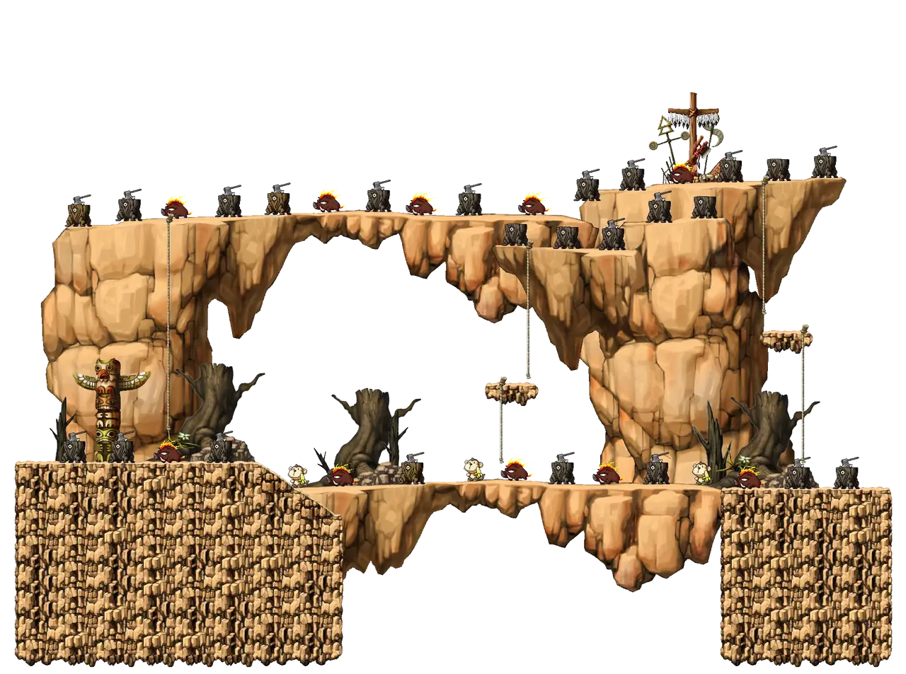 East Rocky Mountain VI in MapleStory Classic World: full map with platforms, ropes and monster spawns