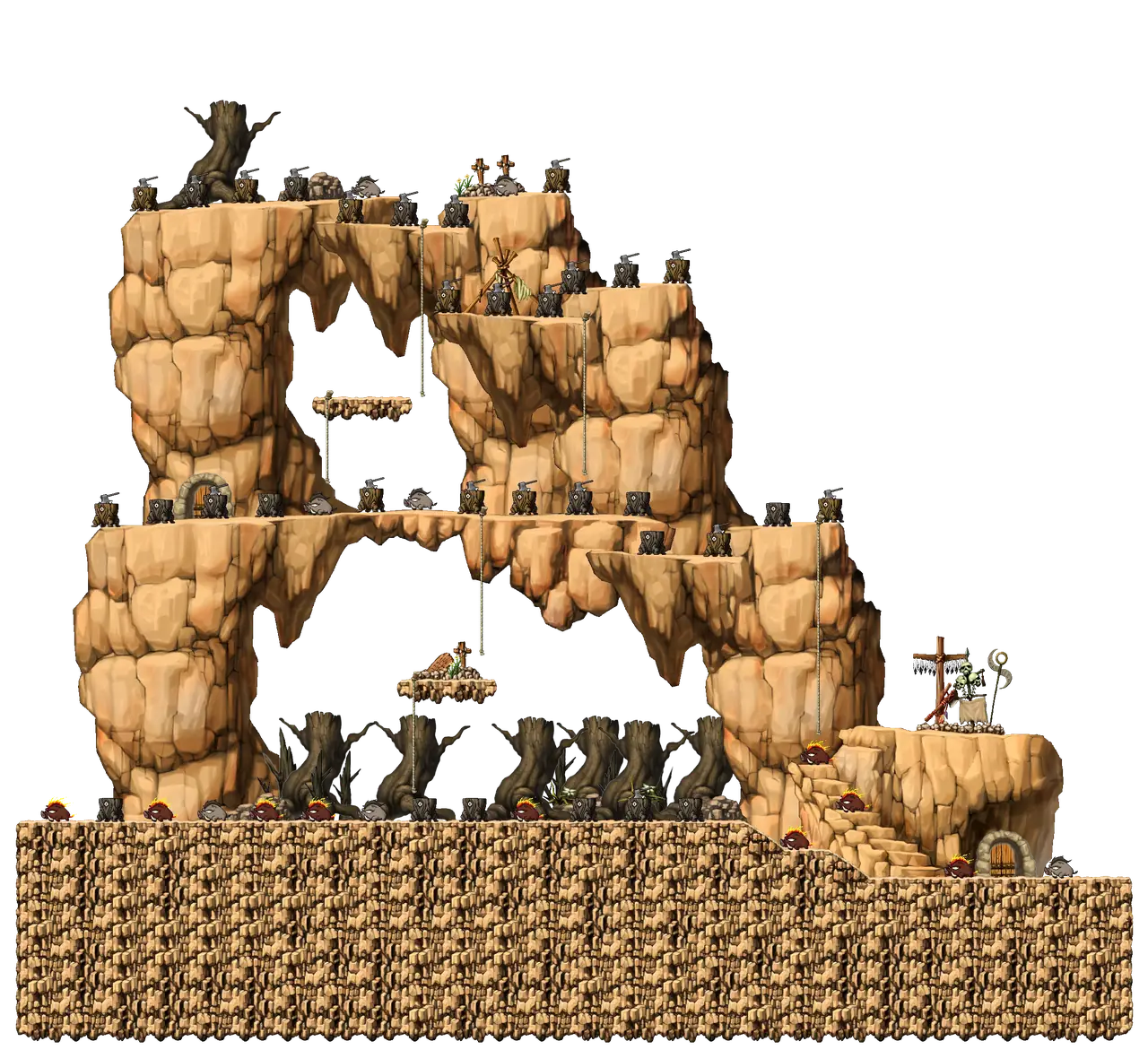 Deep Valley III in MapleStory Classic World: full map with platforms, ropes and monster spawns