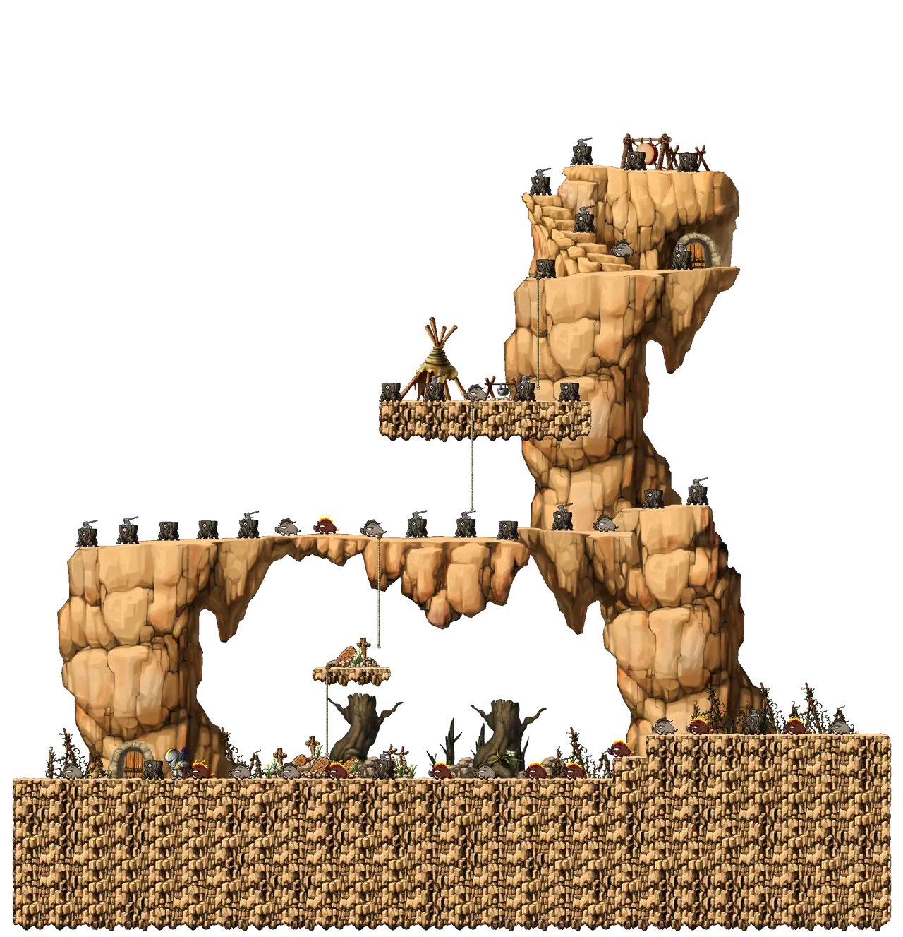 Perion Dungeon Entrance in MapleStory Classic World: full map with platforms, ropes and monster spawns