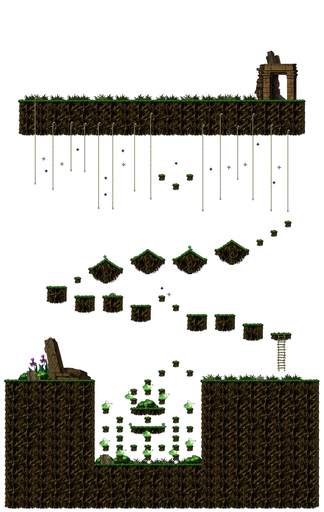 The Deep Forest of Patience <Step 5> in MapleStory Classic World: full map with platforms, ropes and monster spawns