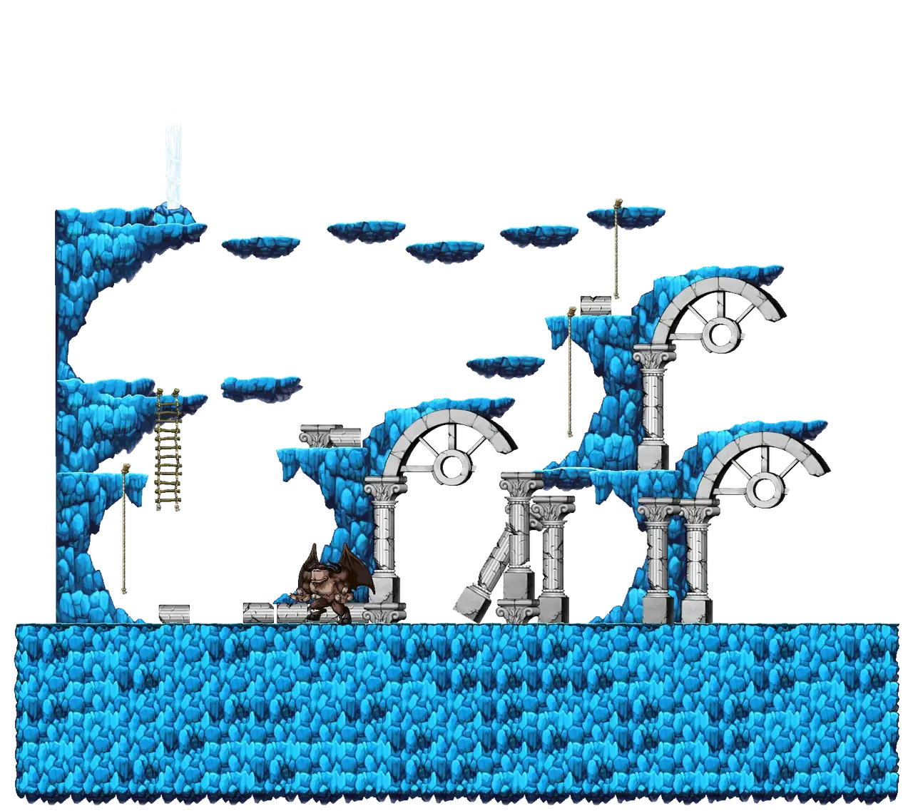 The Cursed Sanctuary in MapleStory Classic World: full map with platforms, ropes and monster spawns