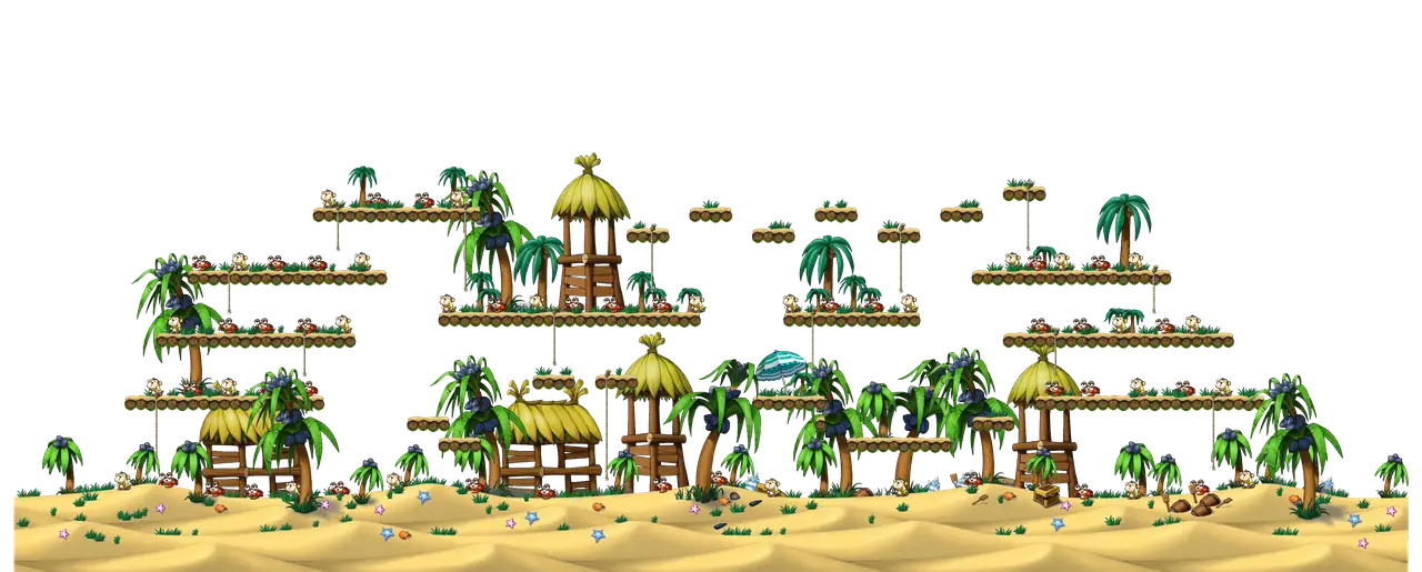 A Look-Out Shed Around the Beach in MapleStory Classic World: full map with platforms, ropes and monster spawns